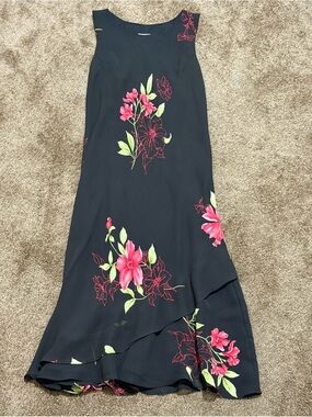 Studio I Black Dress with Pink Floral Print